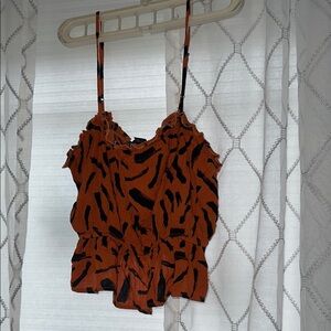 Orange Ruffled Camisole with Spaghetti Straps
